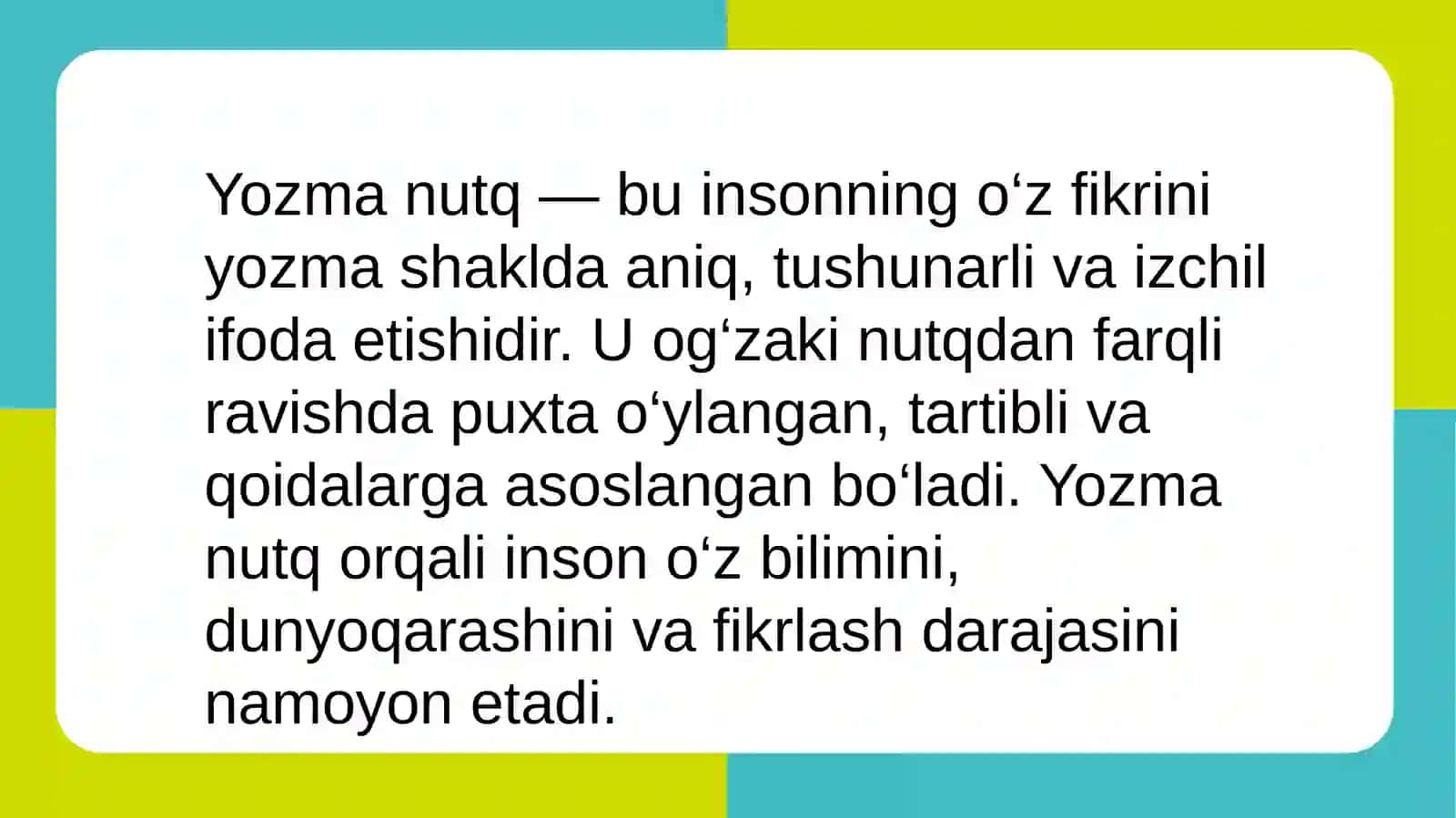 Yozma nutq va takomillashtirish yoʻllari 2