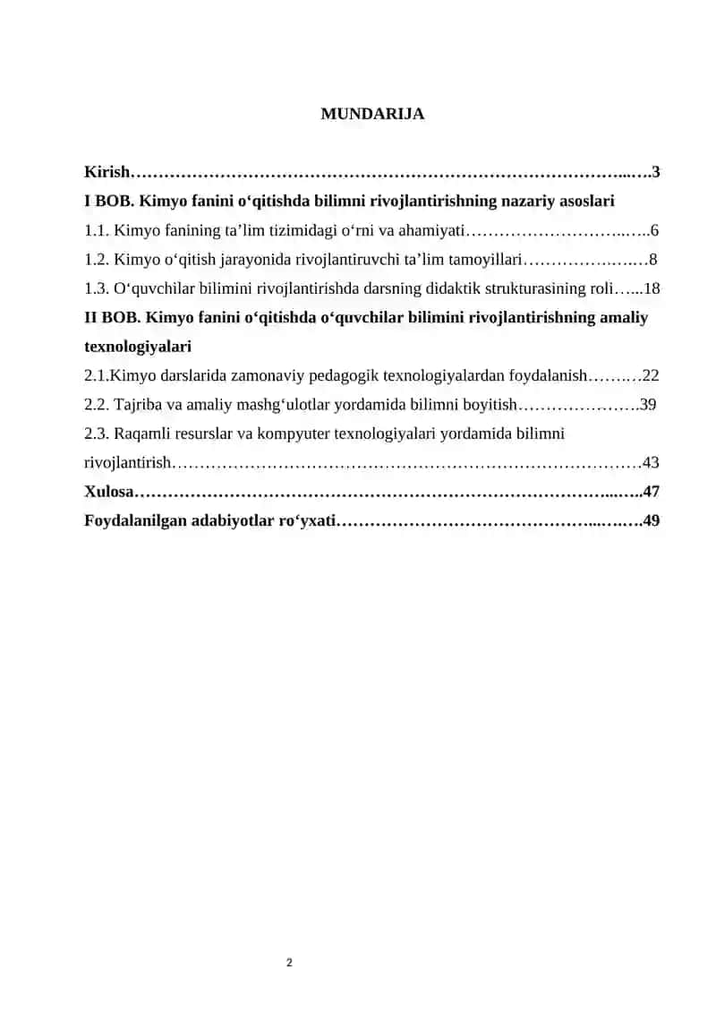 Kimyo fanlarini o‘qitishda o‘quvchilar bilimini rivojlantirish 2