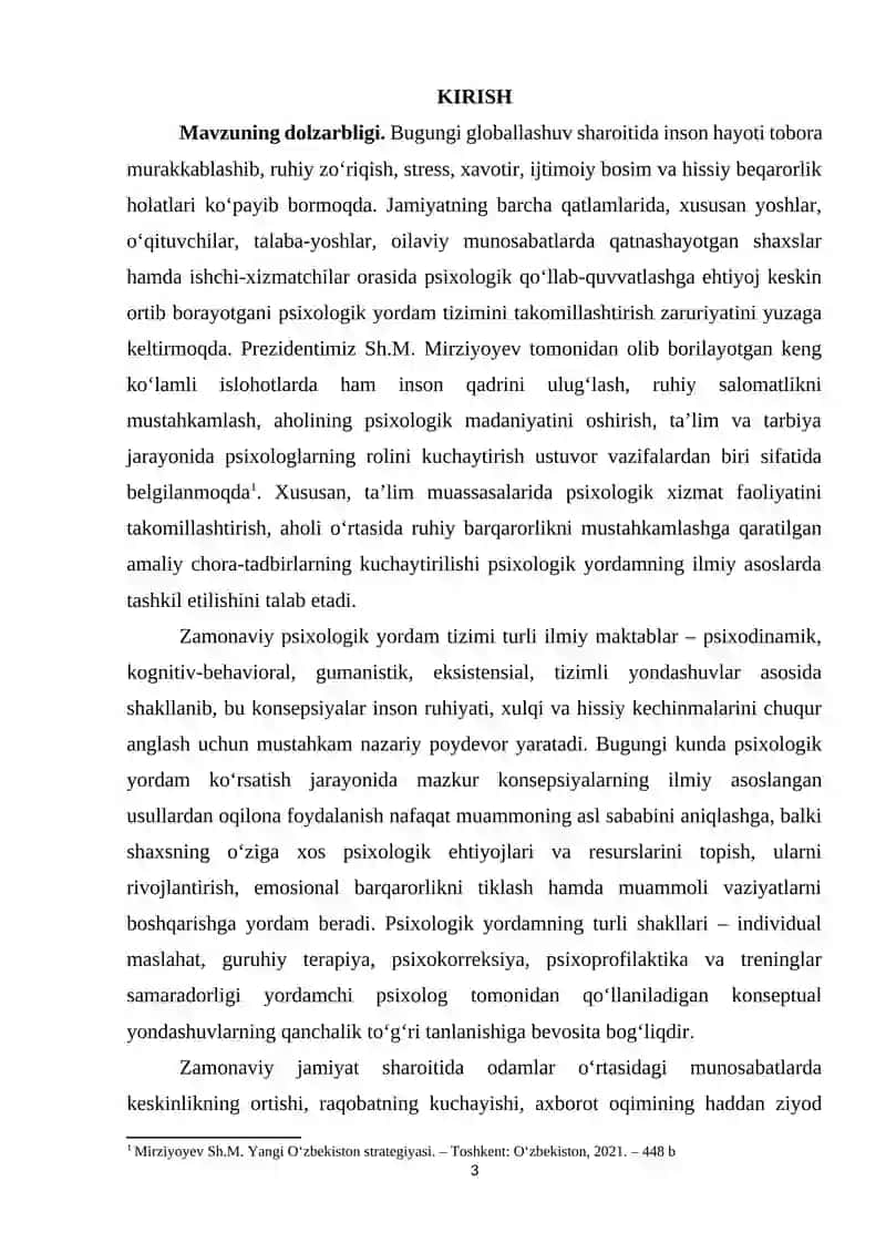 Psixologik yordam vaqtida asosiy konseptsiya va usullardan foydalanish 2