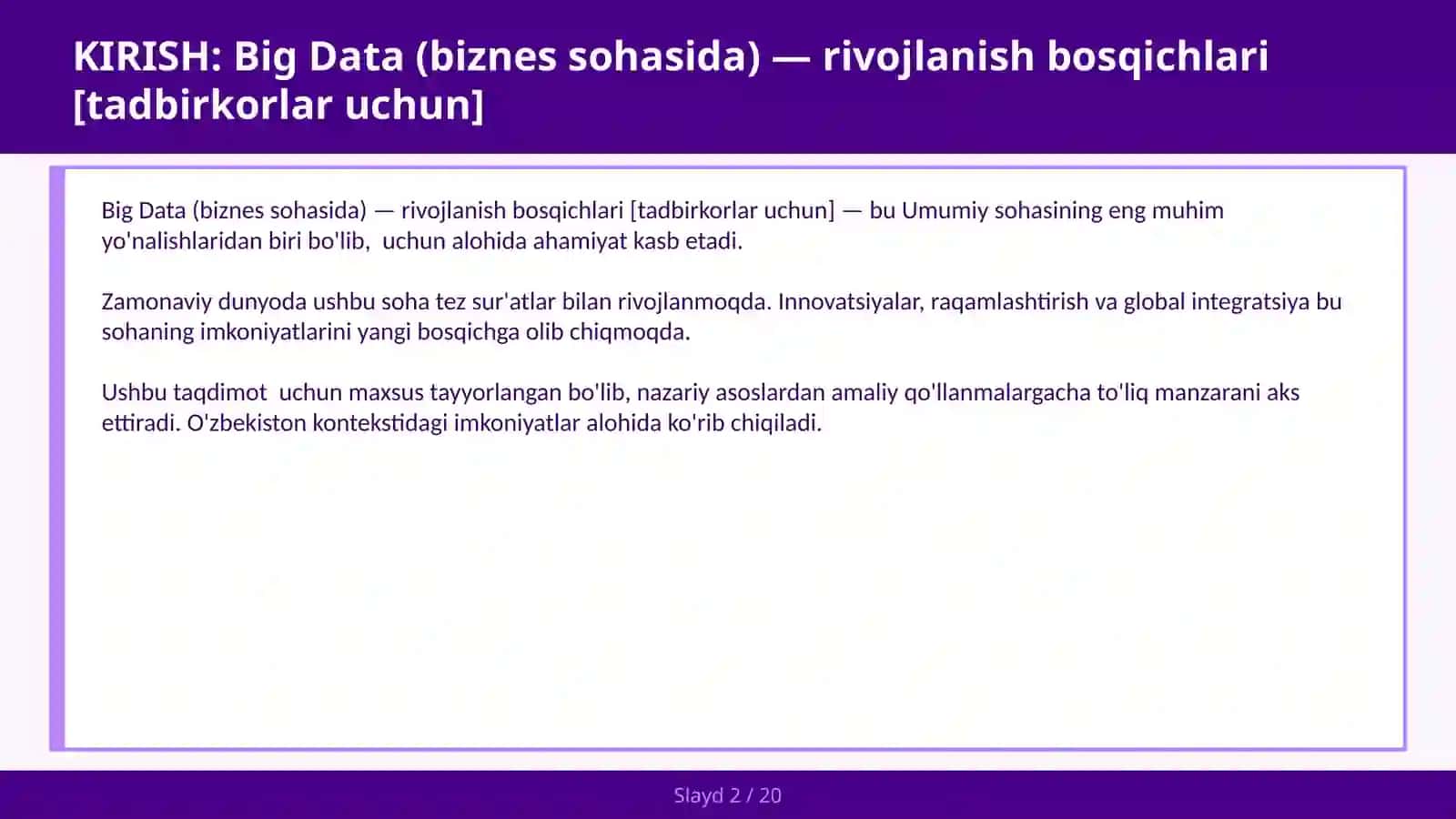 Big Data (biznes sohasida) — rivojlanish bosqichlari [tadbirkorlar uchun] 2