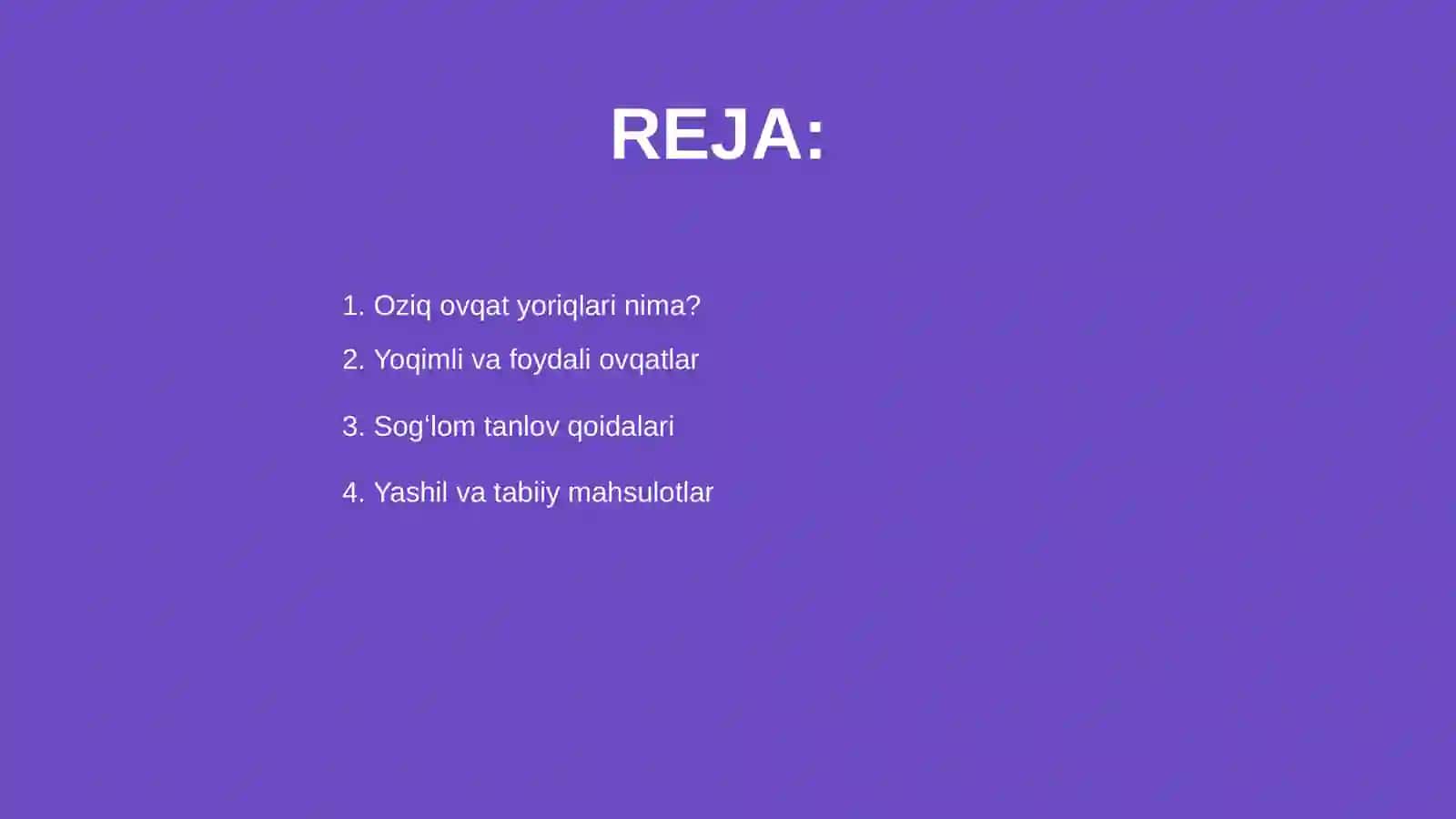 Oziq ovqat yoriqlari 2