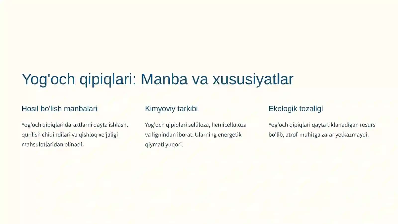 Yog'och qipiqlaridan biogaz Kelajak energiyasi 2