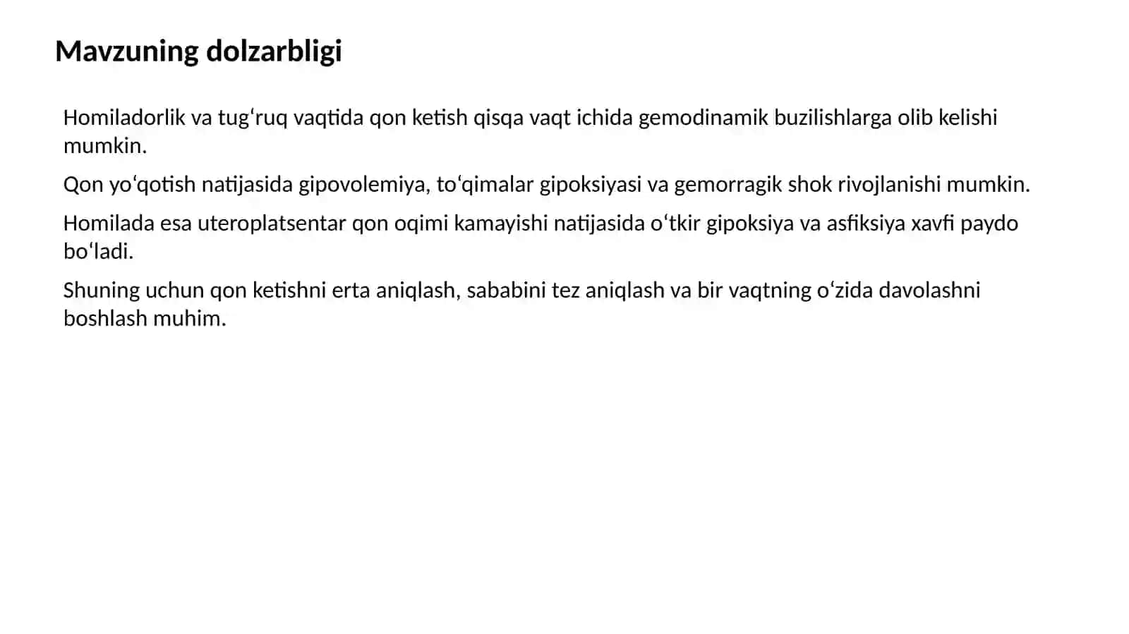 Homiladorlik va tug‘ruq vaqtida qon ketish 2
