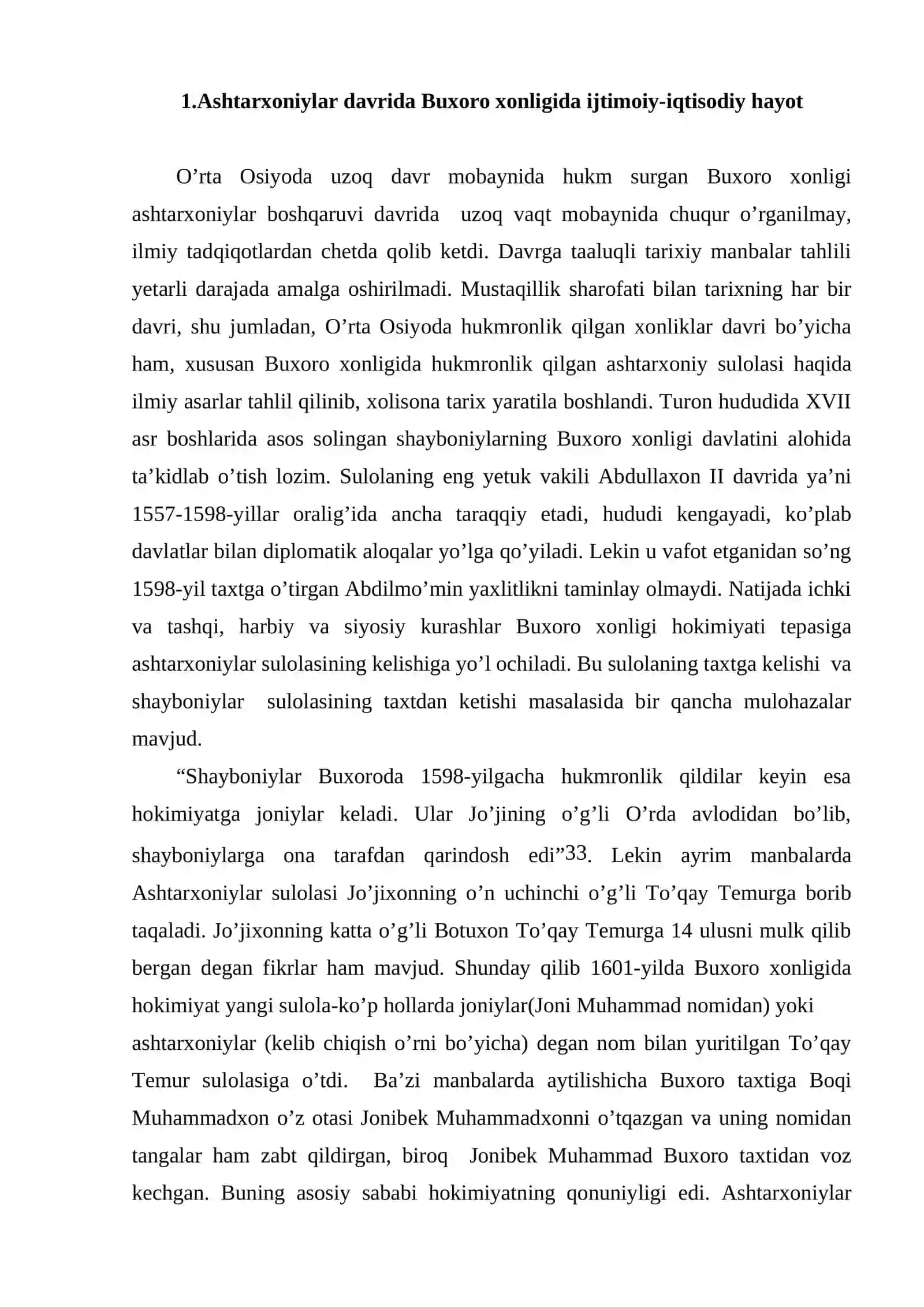 Ashtarxoniylar davrida Buxoro xonligida ijtimoiy-iqtisodiy hayot 2