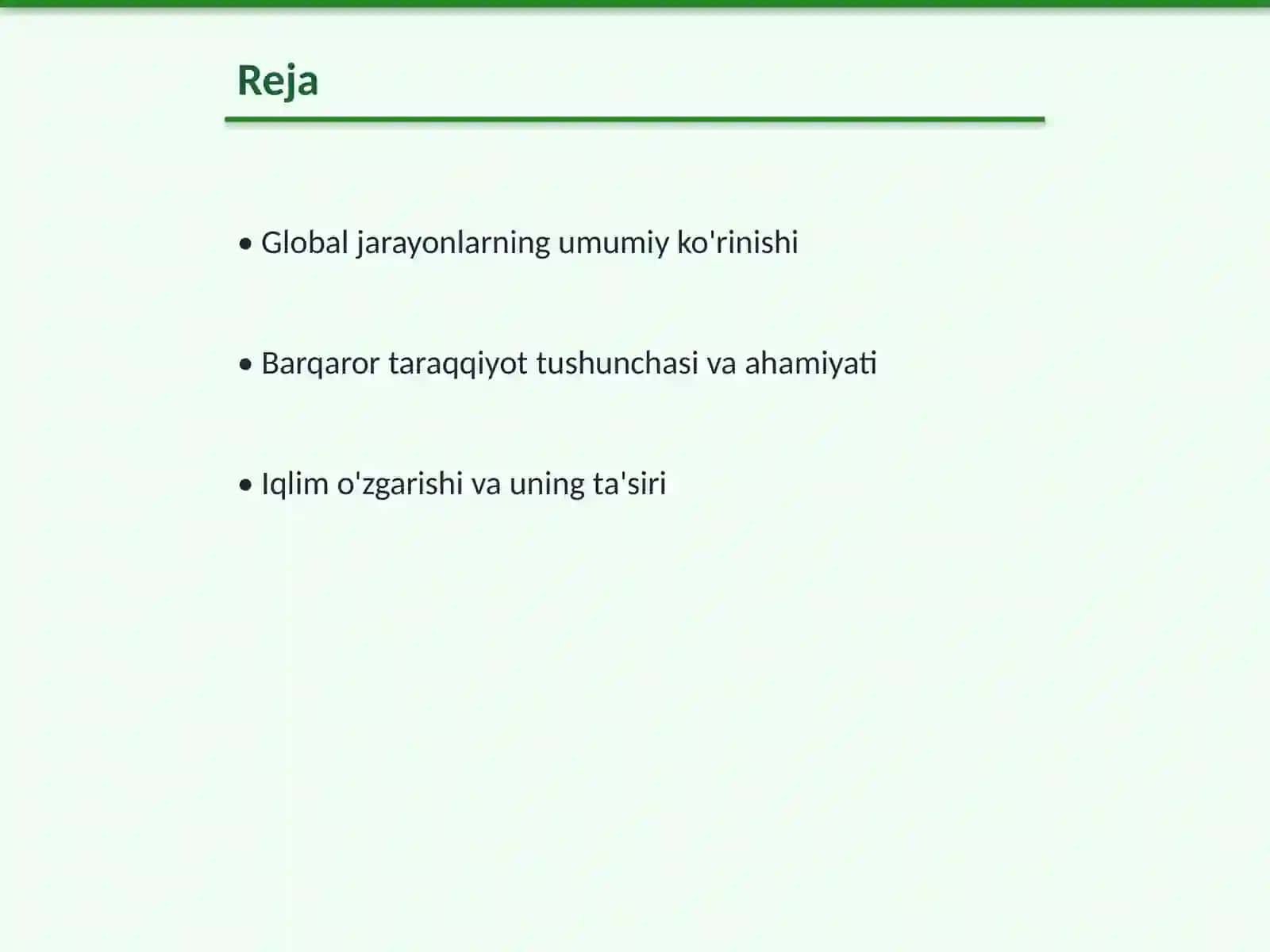 Global jarayonlar va barqaror taraqqiyot 2