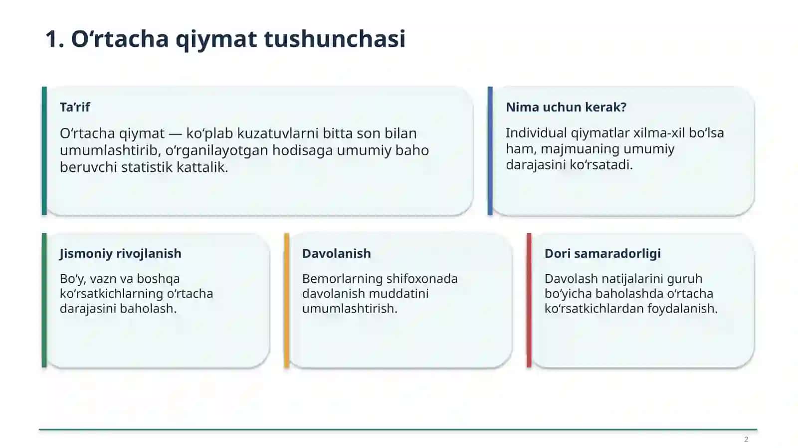 O‘rtacha qiymat tushunchasi 2