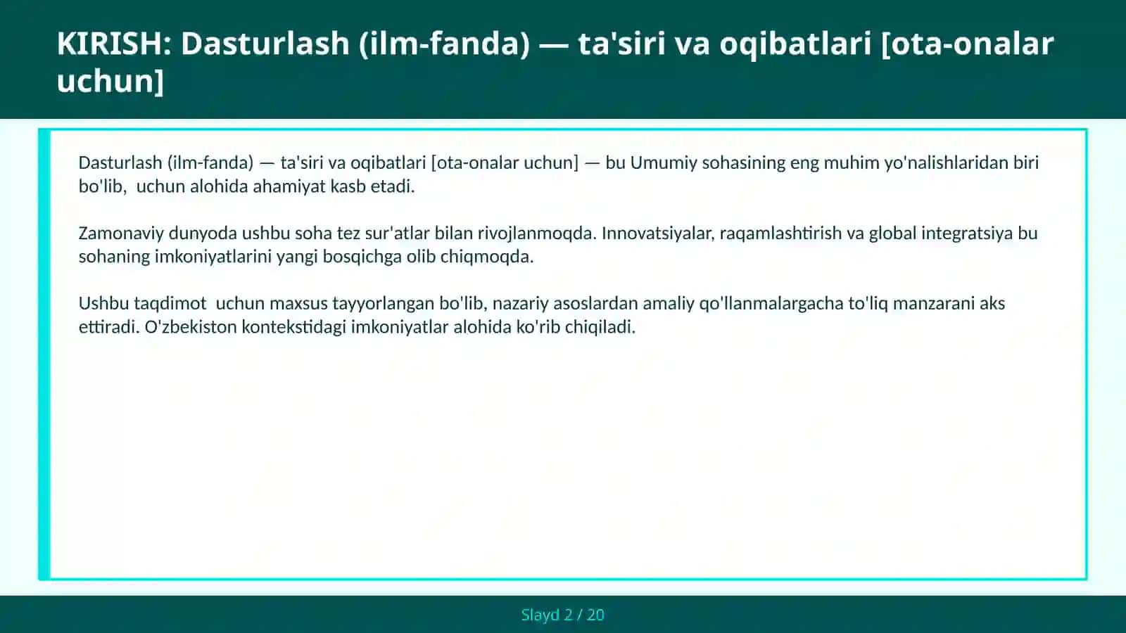 Dasturlash (ilm-fanda) — ta'siri va oqibatlari [ota-onalar uchun] 2