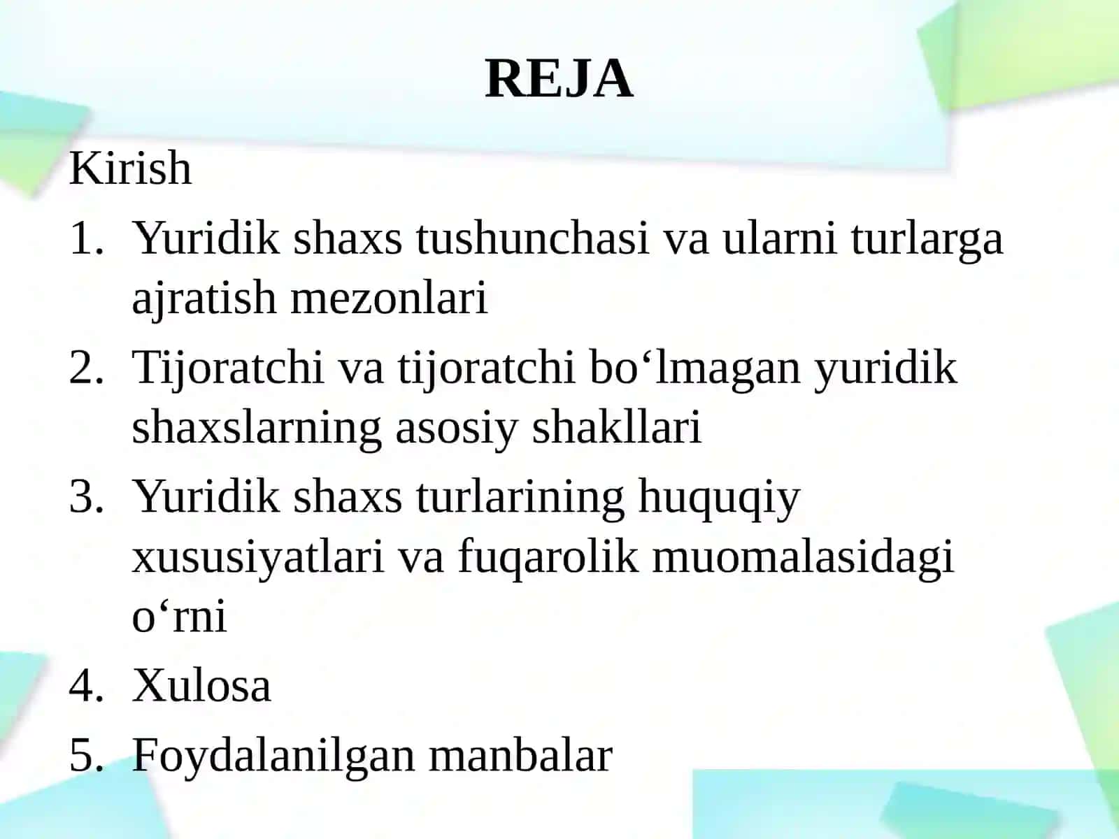 YURIDIK SHAXS TURLARI 2