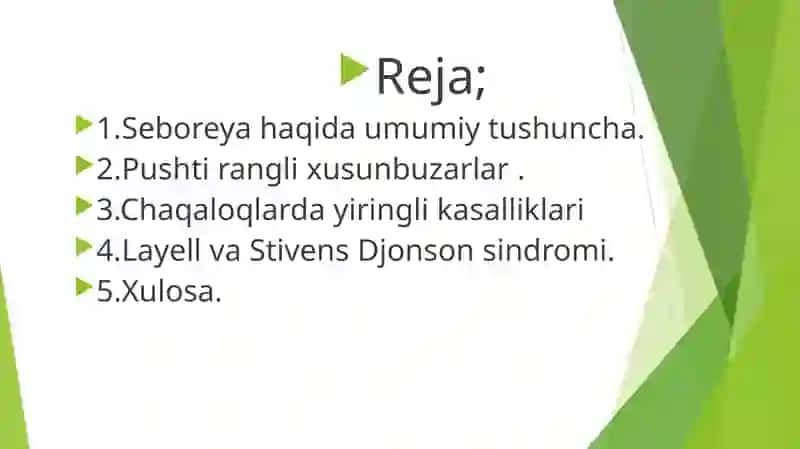 Seboreya. Pushti rangli xusnbuzarlar. Chaqaloqining yiringlikasalliklari. Layell va Stivens-Djonson 2