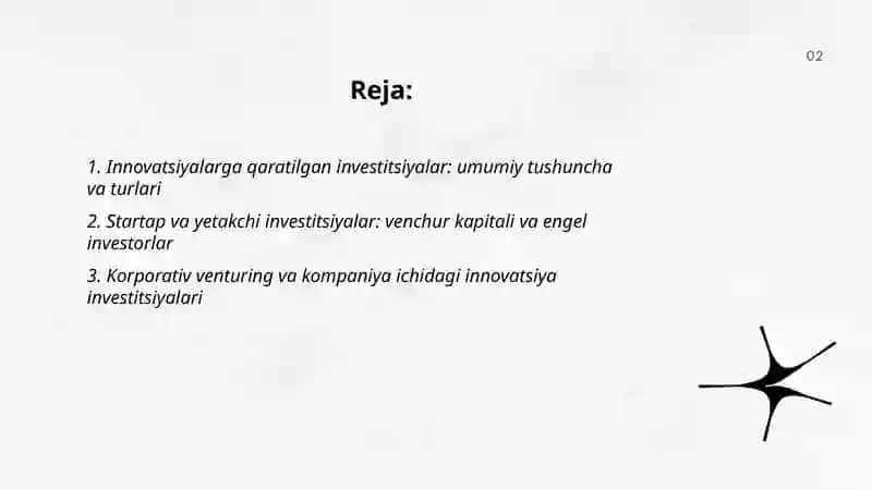 Innovatsiyalarga qaratilgan investitsiyalar 2