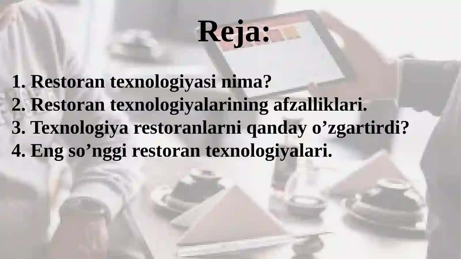 RESTORANDAGI TEXNOLOGIK JARAYONLAR 2