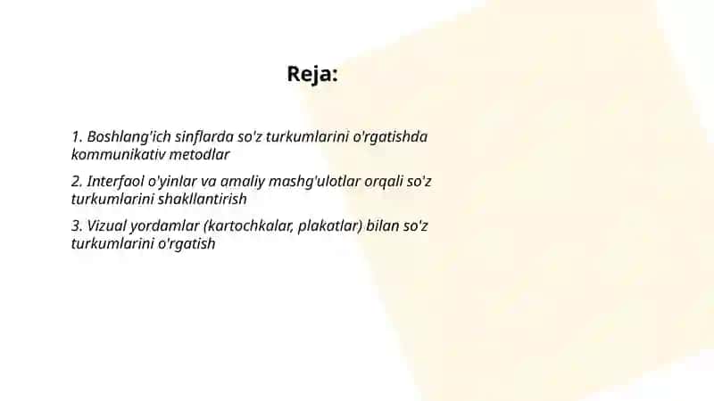 Boshlang'ich sinflarga so'z turkumlarini o'rganishda metod va usullar 2