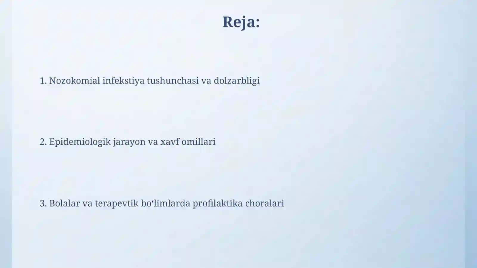 Nozokomial infekstiyalar epidemiologiyasi va profilaktikasi 2