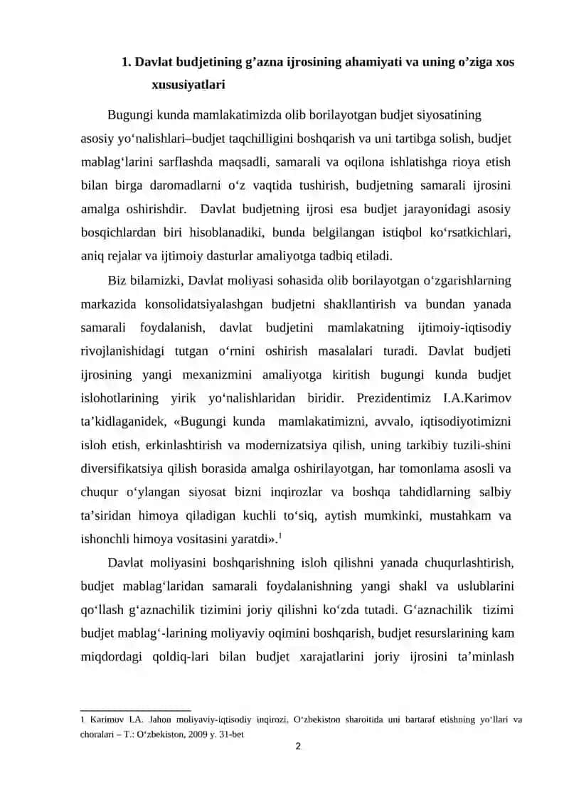 Davlat Budjeti GAZNA IJROSINING MAZMUNI MOXIYSTI VA AXAMIYATI 2