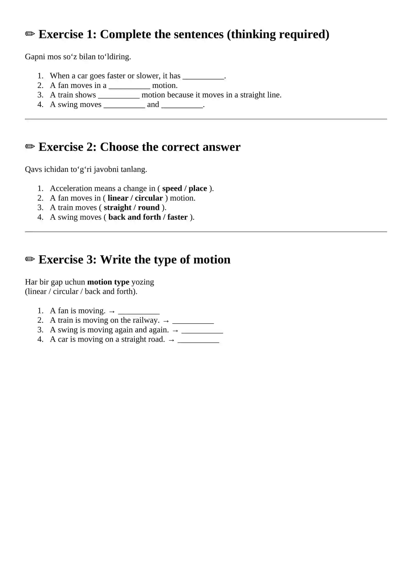 Acceleration and Types of Motion (A1) 2