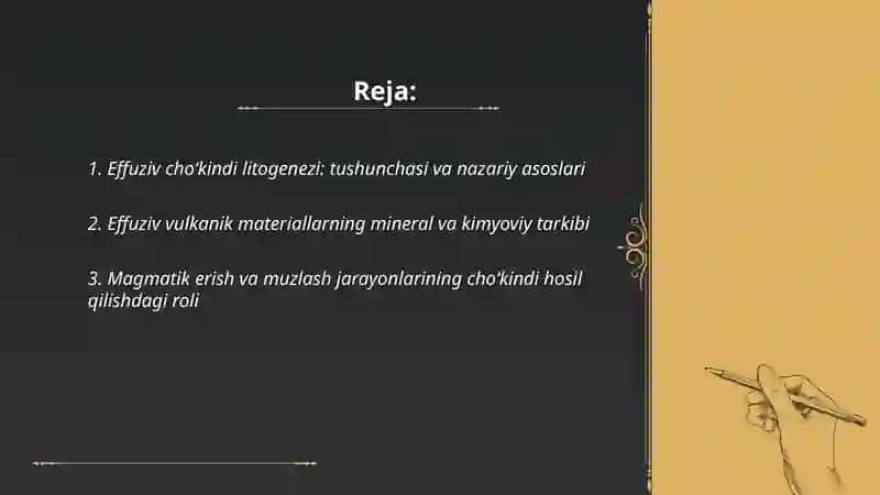 Effuziv choʻkindi litogenezi va uning omillari 2