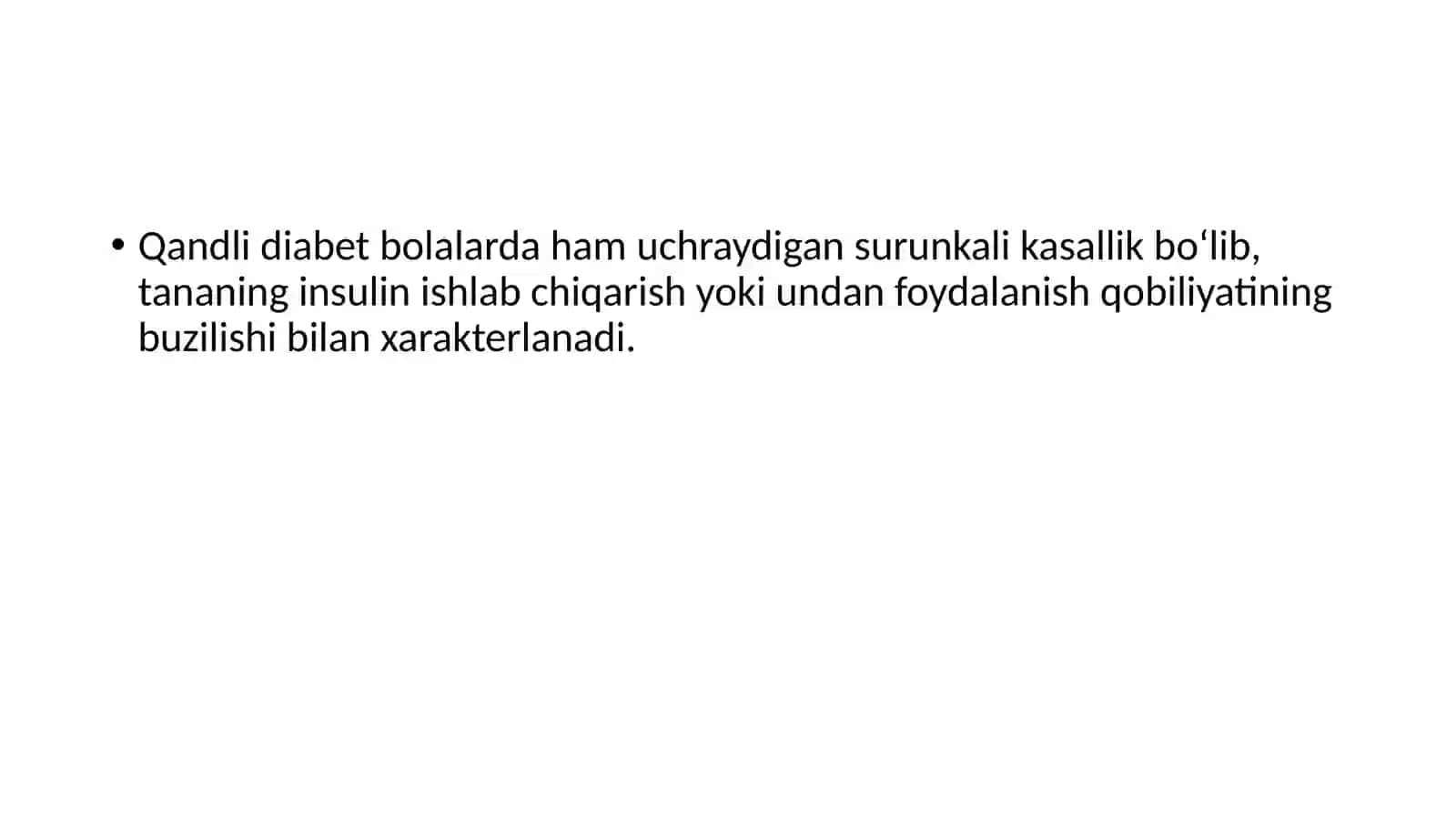 Endokrin tizim kasalliklari bola holatiga boaholati bihaaaonunnesuha-tartibi-insulinoterapiyasi 2