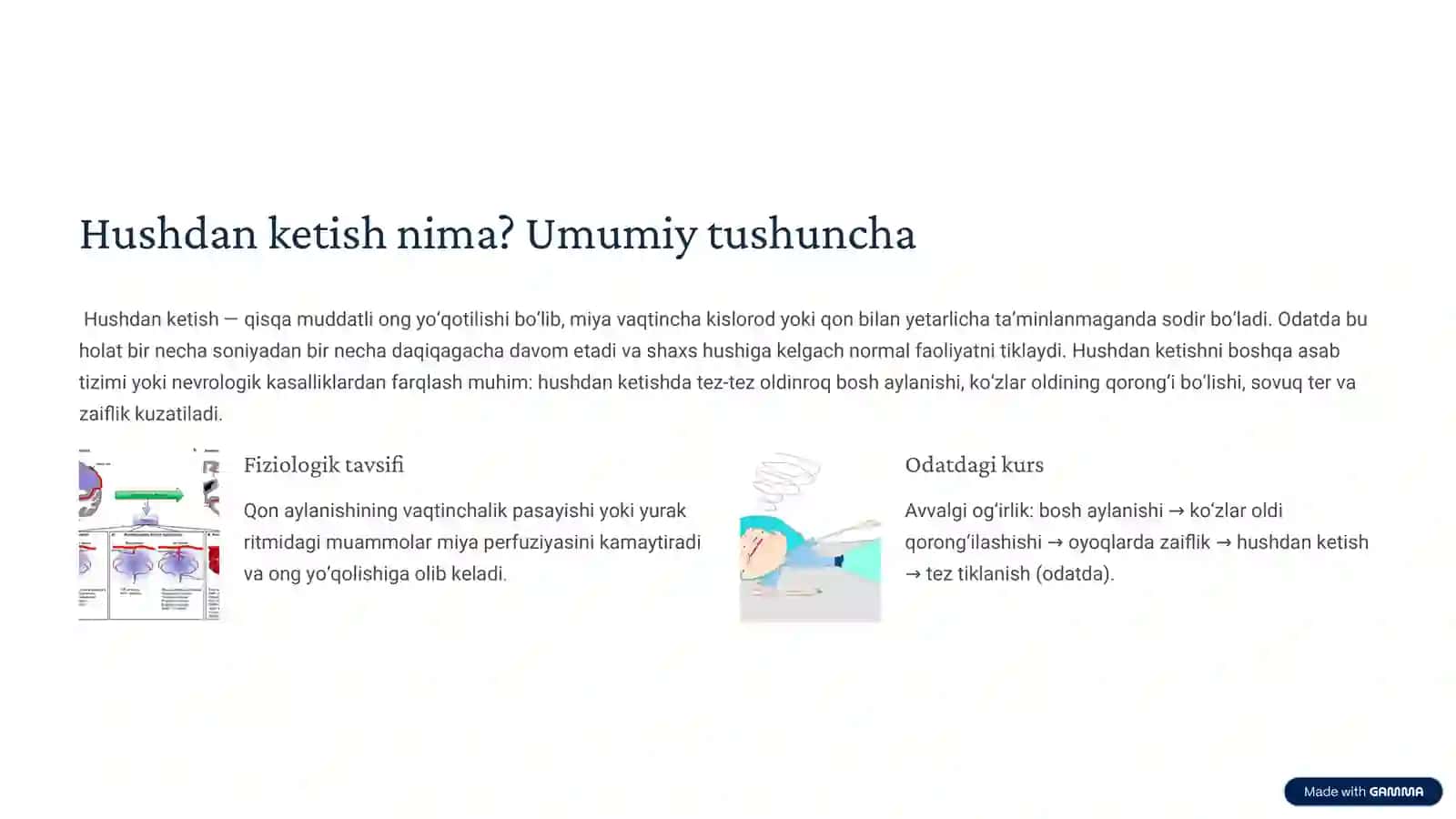 Hushdan ketish: Sabablari, Birinchi yordam va Oldini olish 2