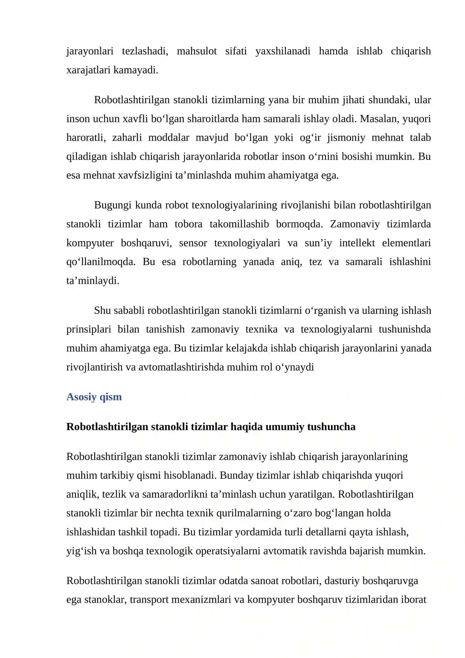 Robotlashtirilgan stanokli tizimlari 2