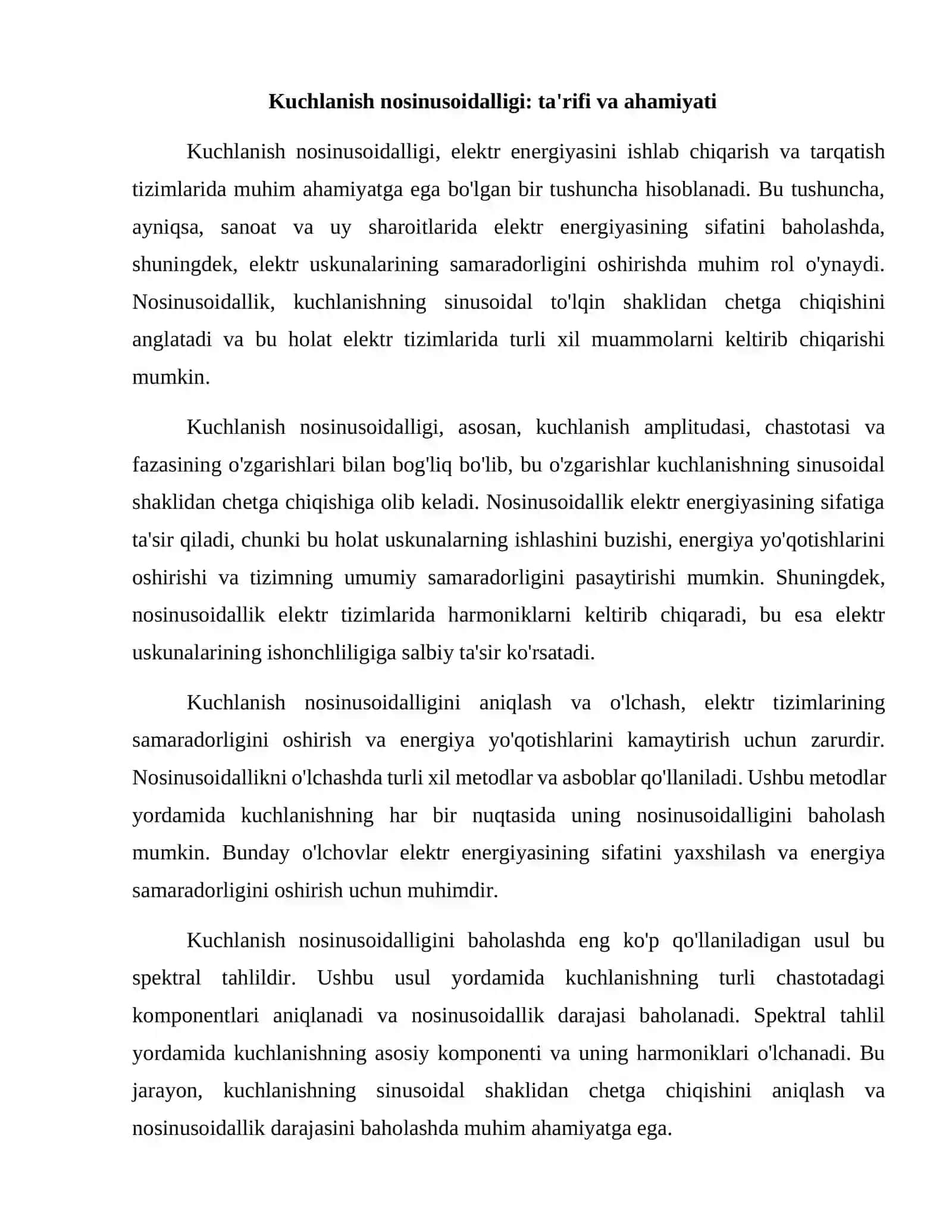 Kuchlanish nosinusoidalligi va nosimetriyasini o'lchash 2