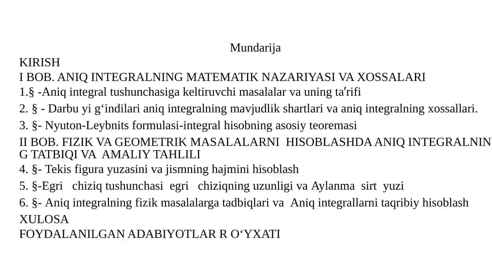 Aniq integralning matematik nazariyasi va xossalari 2