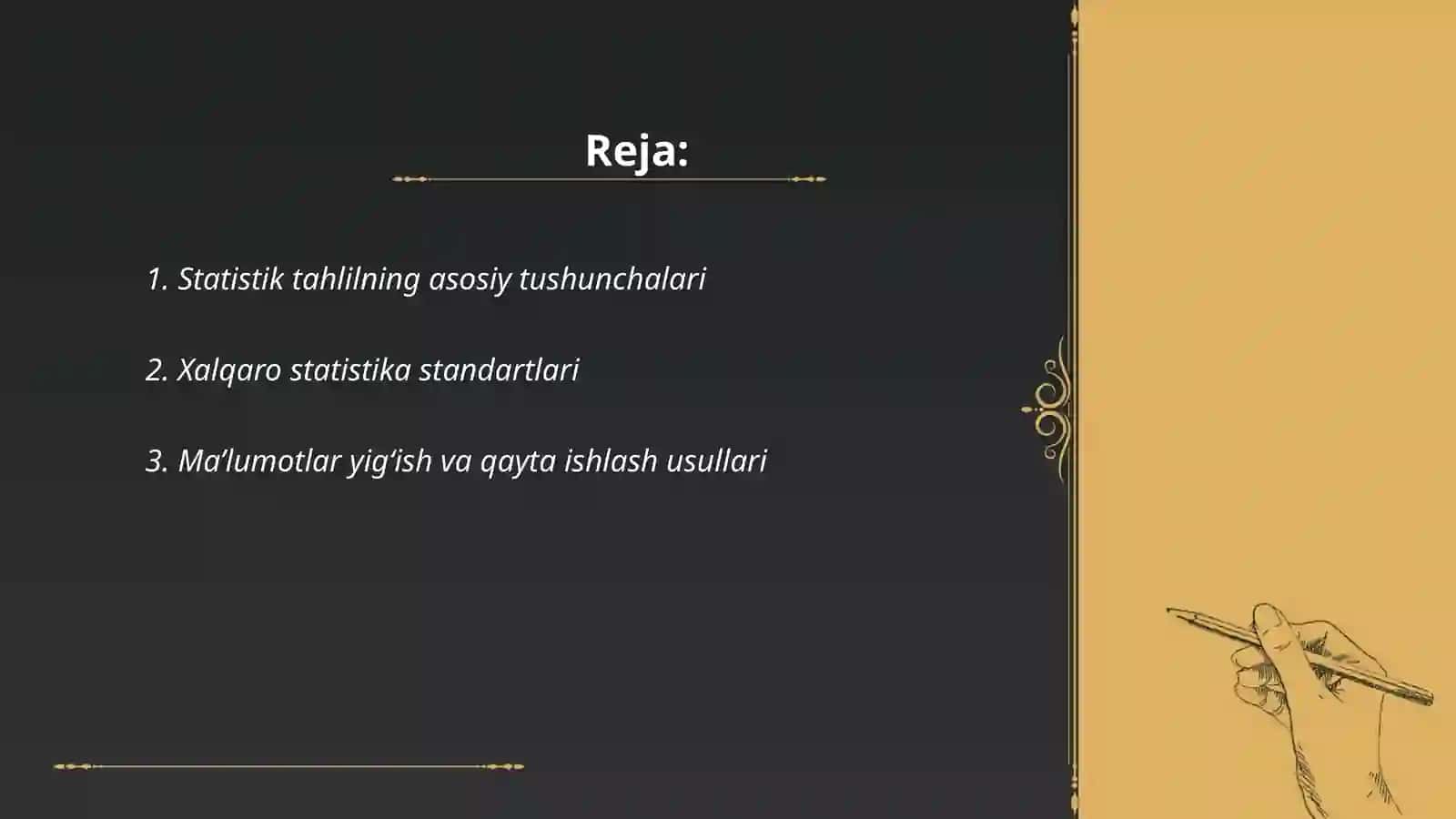 Statistik tahlil qilishda qoʻllaniladigan xalqaro standart koʻrsatkichlari 2