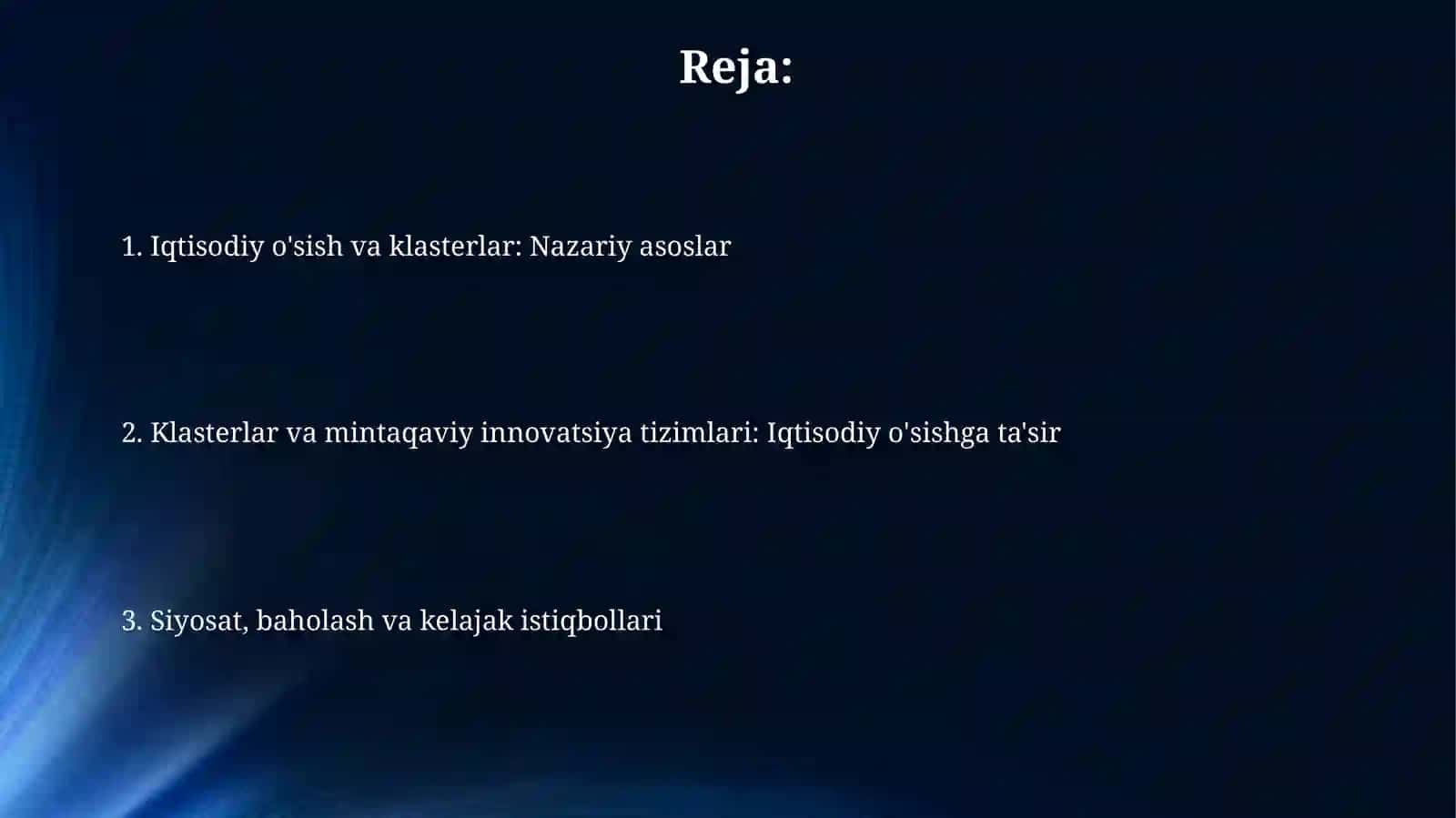 Iqtisodiyoʻsishniklasternazariyasivamintaqaviyinnovatsiontizimlarkonsepsiyasidagiroli 2