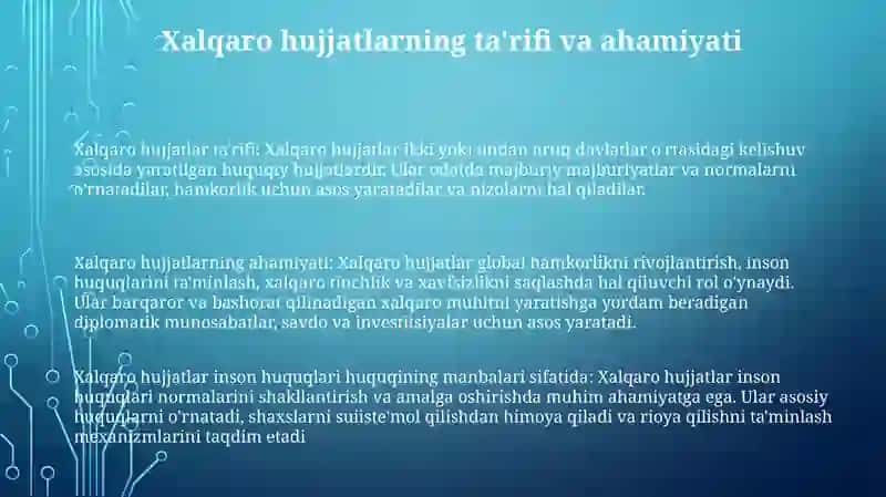 Inson Huquqlarini Manbasi Sifatida Xalqaro Xujjatlar 2