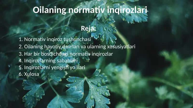 Oilaning normativ inqirozlari 2