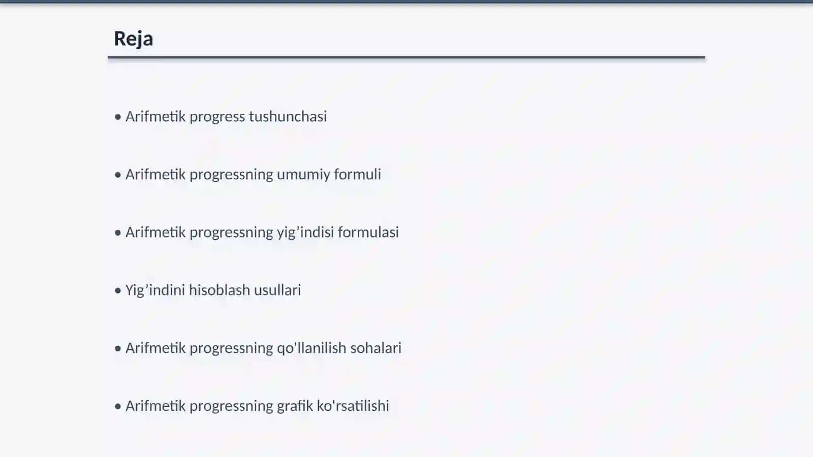 Arifmetik progresning yig’indisi 2