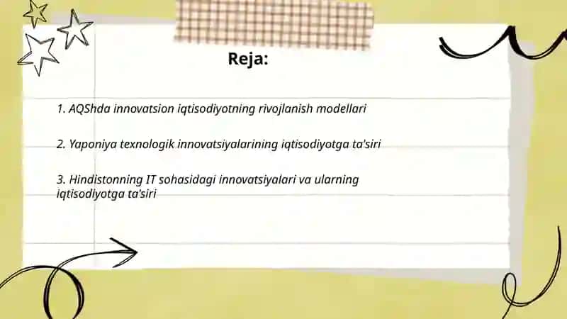 Dunyo mamlakatlarida innovatsion iqtisodiyot (AQSh, Yaponiya, Hindiston, Xitoy) 2