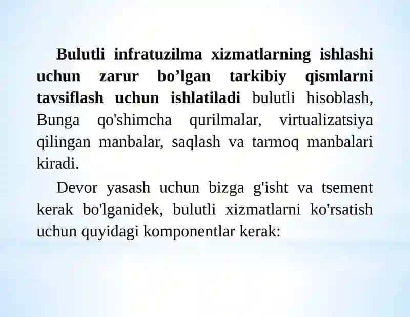 Bulutli infrastruktura taqdim etadigan xizmatlar 2