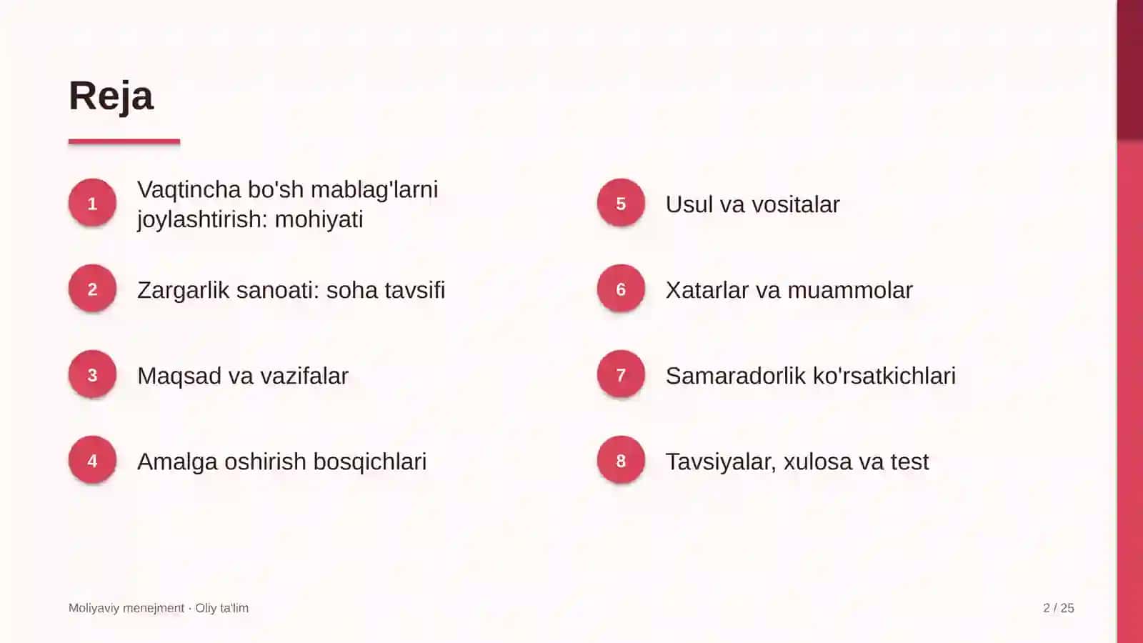 zargarlik sanoatida vaqtincha bo'sh mablag'larni joylashtirish 8527 2