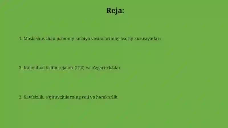 Adaptiv jismoniy tarbiyaning vositalariga tavsif 2