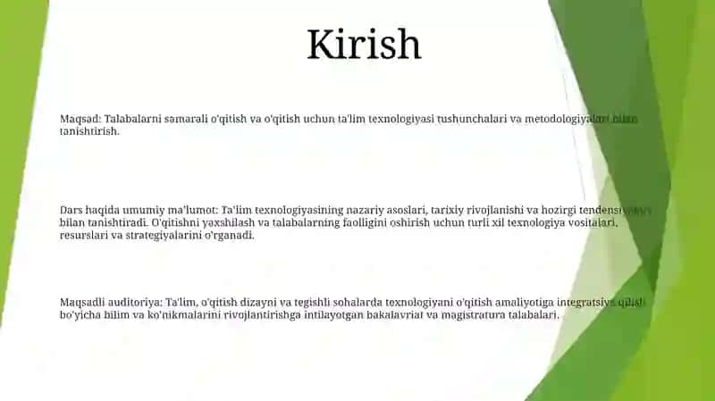 Texnologiya Dars Tahlili 2