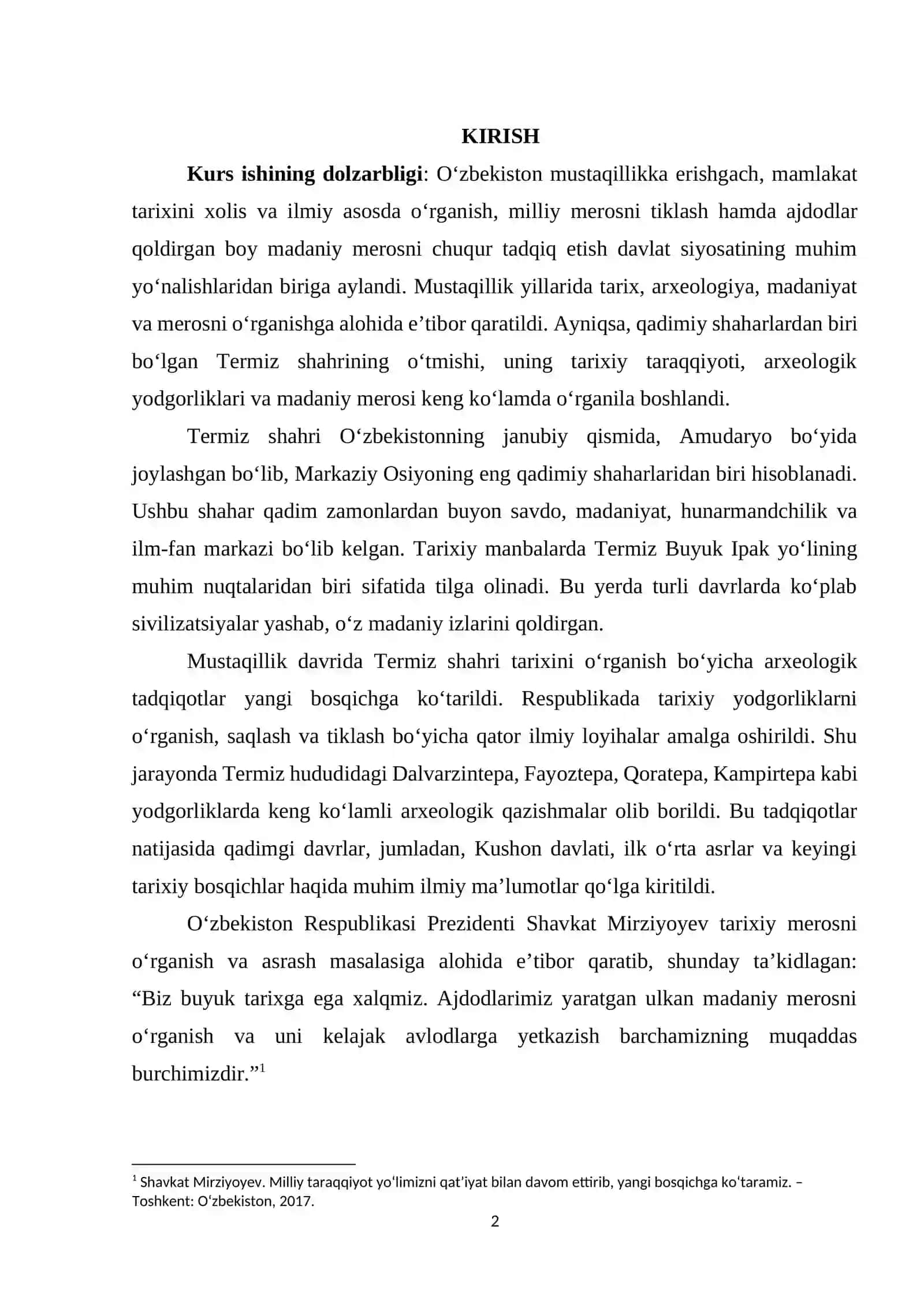Mustaqillik davri arxeologik tadqiqotlarida Termiz shahri tarixi o‘rganilishi 2