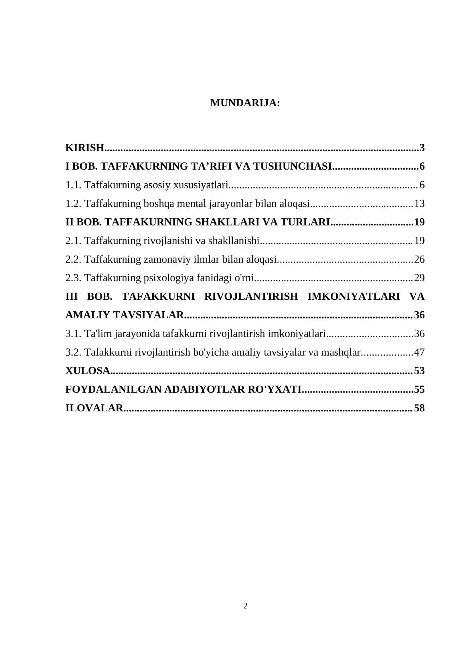 TAFAKKURNI TADQIQ ETISH 2