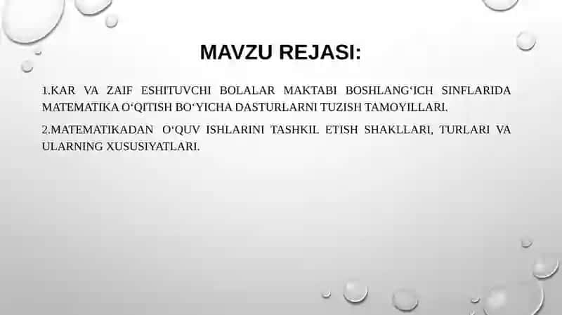 Karvazai feshituvchi bolalar maktabi boshlang'ich sinflaridagi matematika o'qitish bo'yicha dasturlar 2