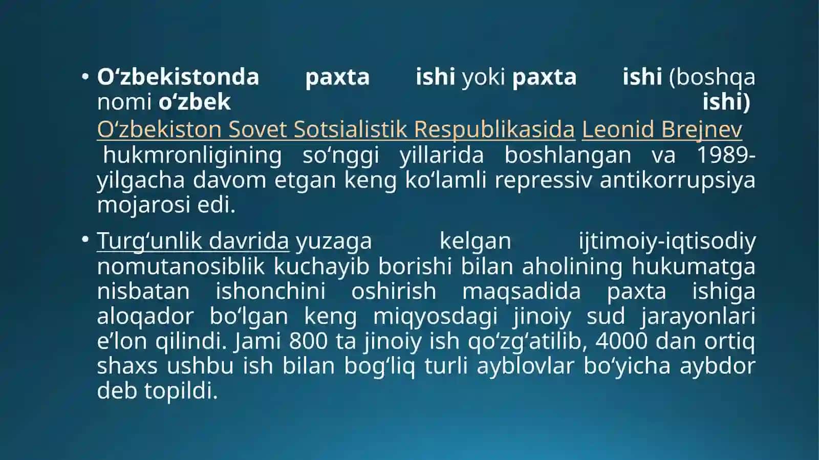 “Paxta ishi” ning boshlanishi 2