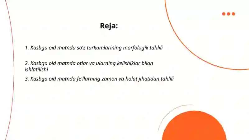 Kasbga oid matnni grammatik tahlil qilish 2