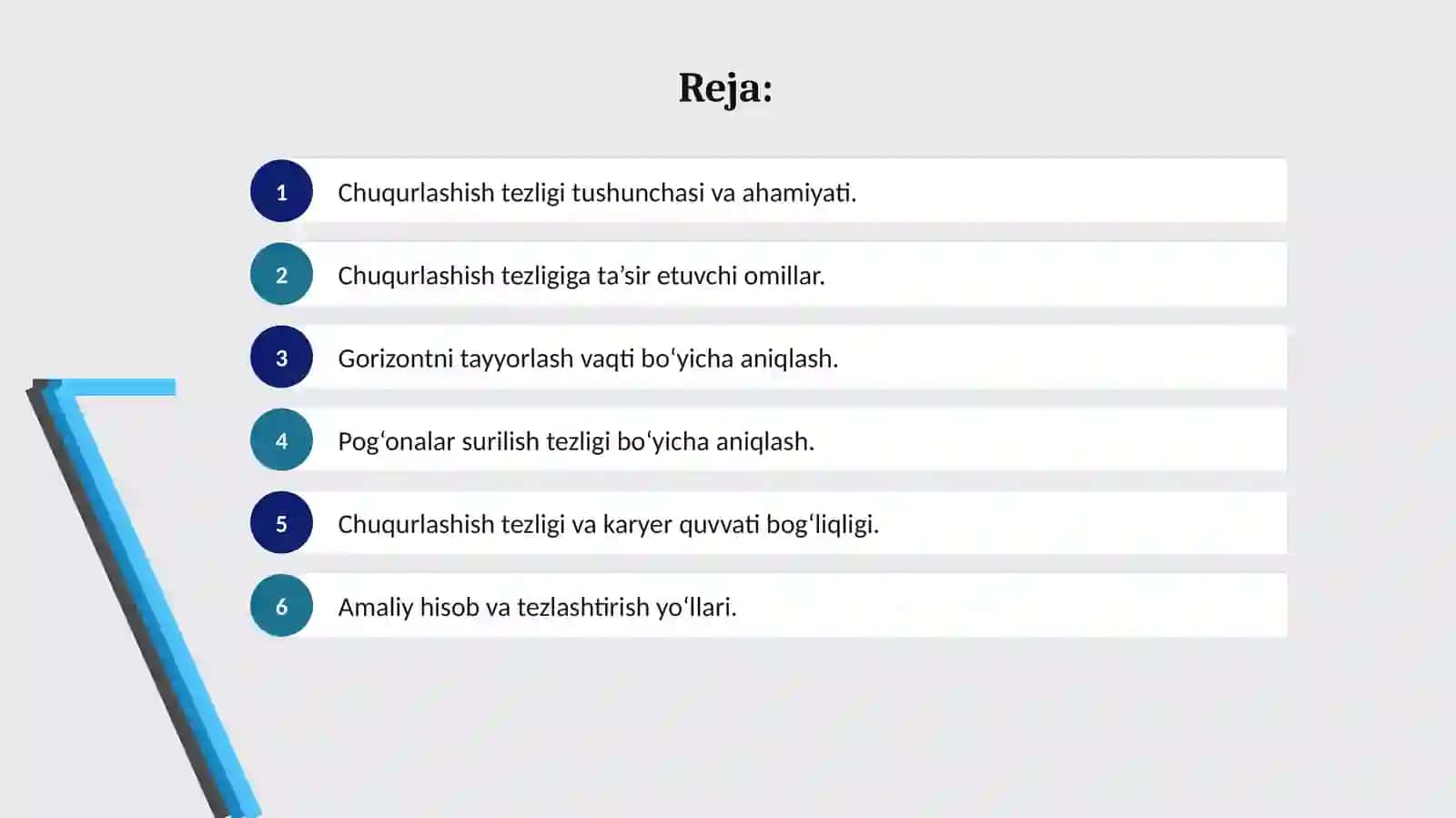 Kon ishlarining chuqurlashish tezligini aniqlash 2