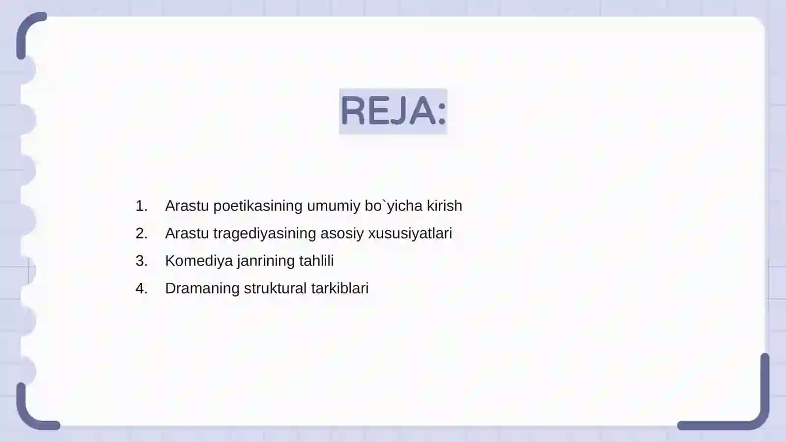 Arastu poetikasining ôrganilishi 2