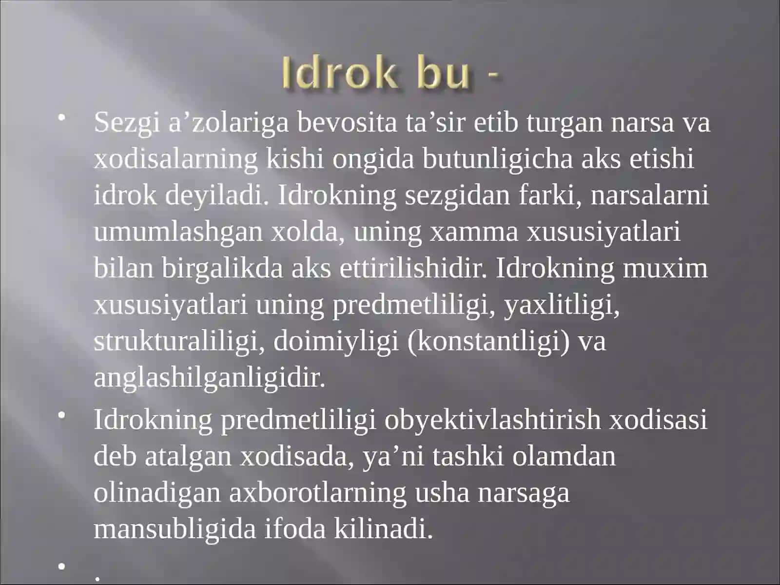 IDROK VA TASAVVUR TUSHUNCHALARI 2