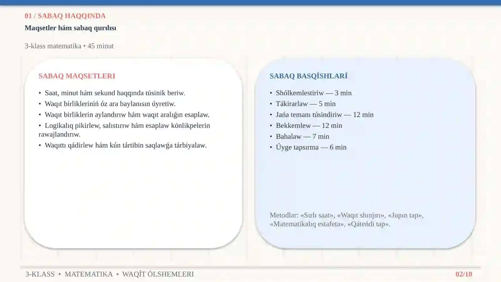 SAATLAR, MINUTLAR, SEKUNDLAR 2