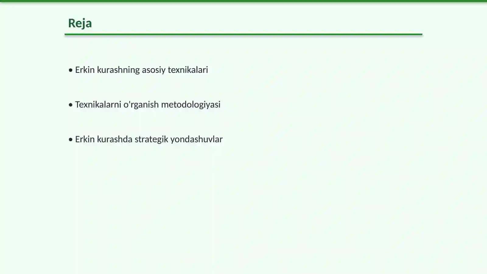Erkin kurash texnikalarini mustahkamlash 2