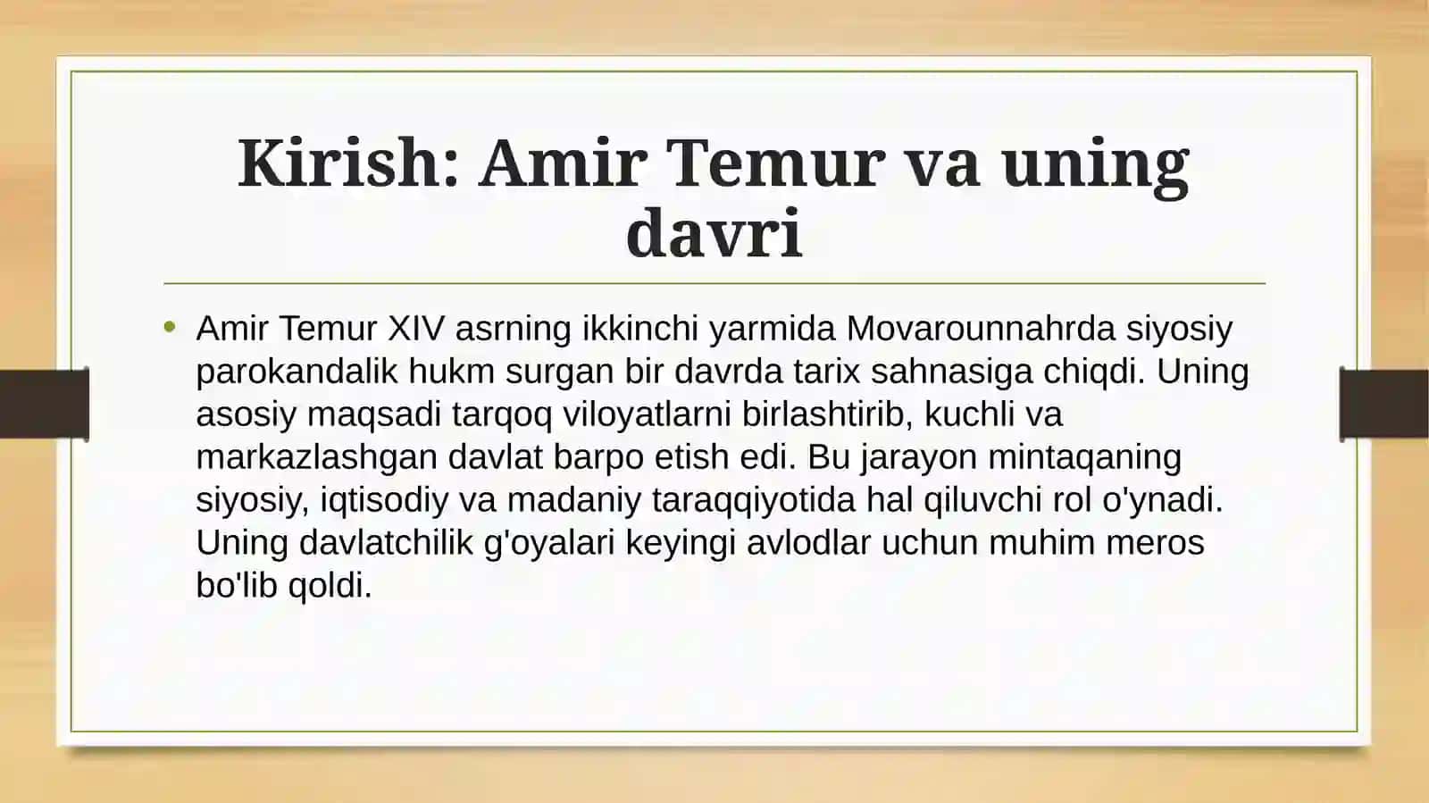 Amir Temur: Markazlashgan davlatsari 2