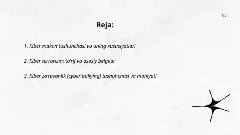 Kiber makon, kiber terrorizm, kiber zo'ravonlik tushunchasi 2
