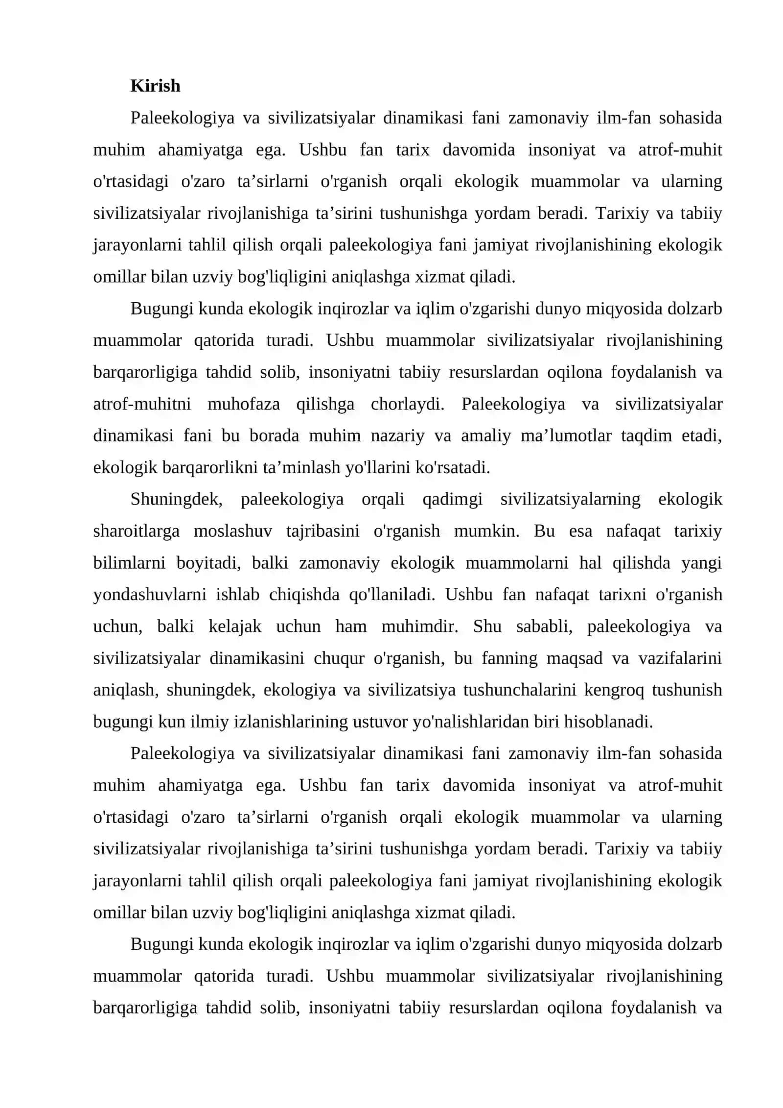 Paleekologiya va sivilizatsiyalar dinamikasi 2