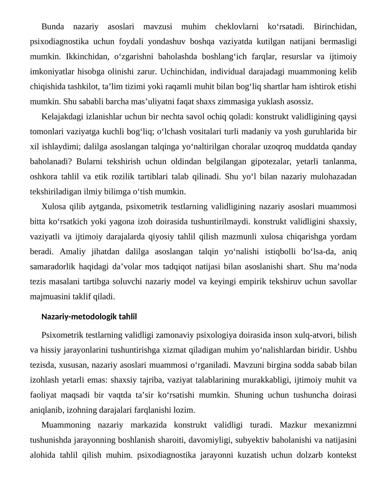 PSIXOMETRIK TESTLARNING VALIDLIGI — NAZARIY ASOSLARI 2