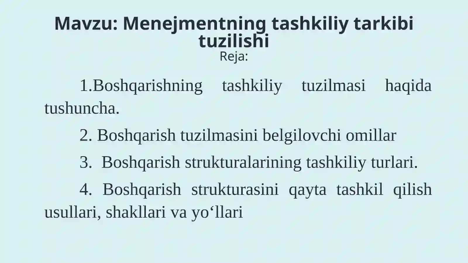 Menejmentning tashkiliy tarkibi tuzilishi 2